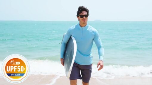 Men's UPF 50+ Sun Protection Long Sleeve Shirt - Lightweight Breathable Moisture-Wicking Quick-Dry Polyester with 1/4 Zip Stand Collar for Fishing, Running, Golf, Cycling, Hiking - Summer Outdoor Sports Shirt, Sun Protection Shirt - Image 11