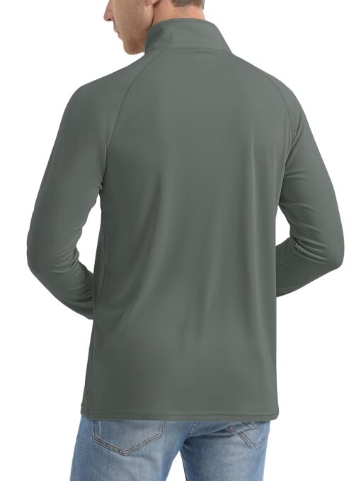 Men's UPF 50+ Sun Protection Long Sleeve Shirt - Lightweight Breathable Moisture-Wicking Quick-Dry Polyester with 1/4 Zip Stand Collar for Fishing, Running, Golf, Cycling, Hiking - Summer Outdoor Sports Shirt, Sun Protection Shirt - Image 9