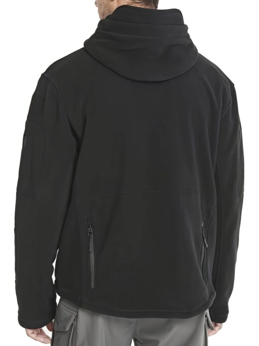 Men's Winter Tactical Hoodie Jacket - Windproof, Warm Polyester Fleece with Multiple Pockets, Thumbhole Cuffs, and Adjustable Drawstring Hem for Outdoor Sports and Hunting - Image 6