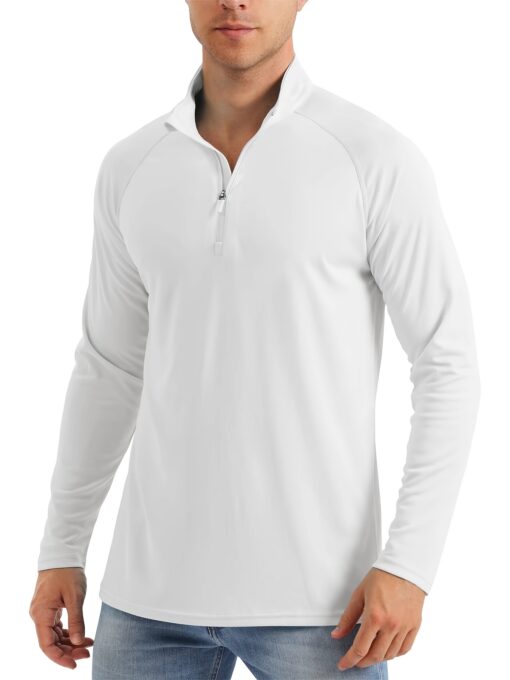 Men's UPF 50+ Sun Protection Long Sleeve Shirt - Lightweight Breathable Moisture-Wicking Quick-Dry Polyester with 1/4 Zip Stand Collar for Fishing, Running, Golf, Cycling, Hiking - Summer Outdoor Sports Shirt, Sun Protection Shirt - Image 3
