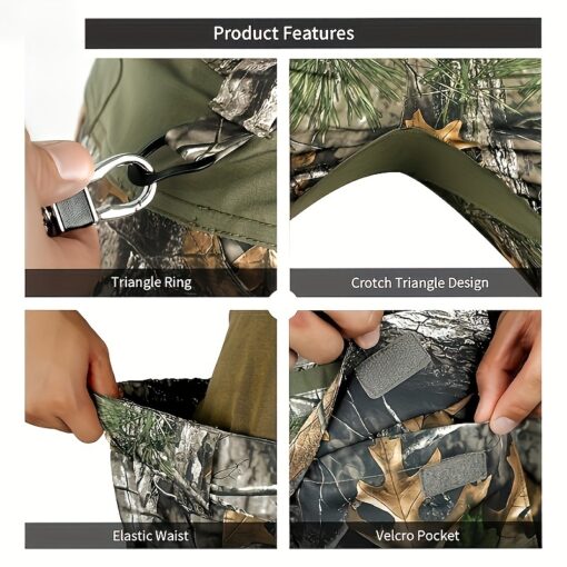 Large Size Water-Resistant Ripstop Mens Camo Hunting Pants With 9 Pockets For Turkey Hunting - Image 3
