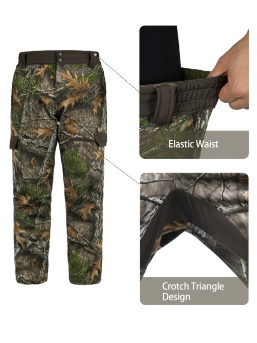 Men's Tactical Camo Pants - Warm Fleece-Lined, Multi-Pocket Soft Shell for Hiking, Outdoor & Casual Wear - Autumn/Winter Collection, Realistic Forest Print, Durable & High Quality Design, Hiking Apparel | Autumn Camouflage Pattern | Ripresistant Fabric - Image 4
