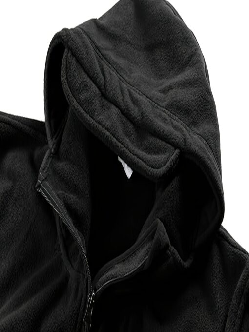 Men's Tactical Fleece Jacket - Full Zip Hooded Winter Coat, Windproof & Warm for Hunting, Outdoor Activities, and Casual Wear, Olive Green, Polyester Blend, Lightweight & Durable Design - Image 5