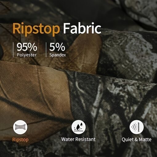 Large Size Water-Resistant Ripstop Mens Camo Hunting Pants With 9 Pockets For Turkey Hunting - Image 4