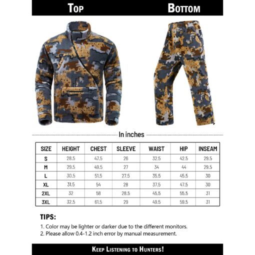 NEW VIEW Quiet Whitetail Deer Bow Hunting Gear Set for Men - Camo Jacket & Pants in Berber Fleece, Lightweight & Durable with Patented Camouflage Pattern, Multi-Functional Zippers & Safety Harness Integration, Ideal for Cold Weather Outdoor Adventures, Hunting Accessories - Image 7