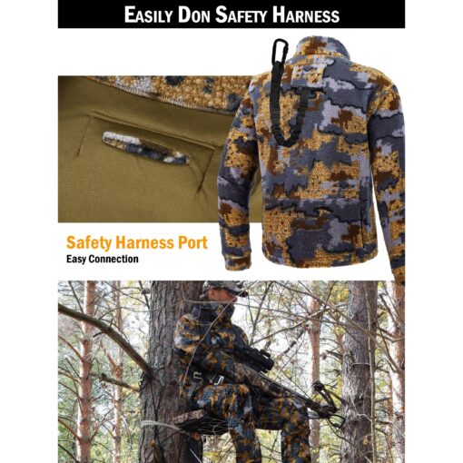 NEW VIEW Quiet Whitetail Deer Bow Hunting Gear Set for Men - Camo Jacket & Pants in Berber Fleece, Lightweight & Durable with Patented Camouflage Pattern, Multi-Functional Zippers & Safety Harness Integration, Ideal for Cold Weather Outdoor Adventures, Hunting Accessories - Image 4
