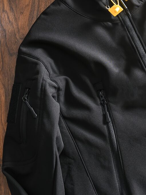 Men'S Tactical Hooded Jacket, Outdoor Soft Shell Shark Skin Jackets With Fleece, Multi Pocket, Autumn And Winter Warm Climbing Windproof Sports Coats, Casual Thermal Zip Up Outfit - Image 7