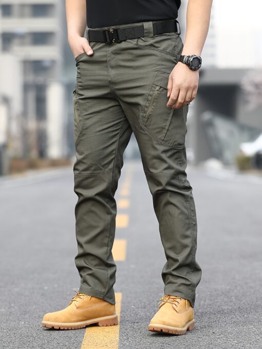 Men's IX9 Tactical Overalls - Durable, & Scratch-Resistant Polyester Cargo Pants with Multiple Pockets for Outdoor Activities & Casual Wear, All-Season Comfort - Image 4