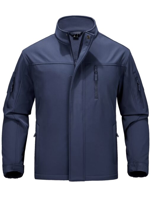 Men'S Soft Shell Windproof Jacket 6 Pockets Polyester Fleece Lining Hiking Winter Jacket Windbreaker Outwear Binded Cuff Perfect For Hunting, Fishing, Hiking, Camping, Climbing