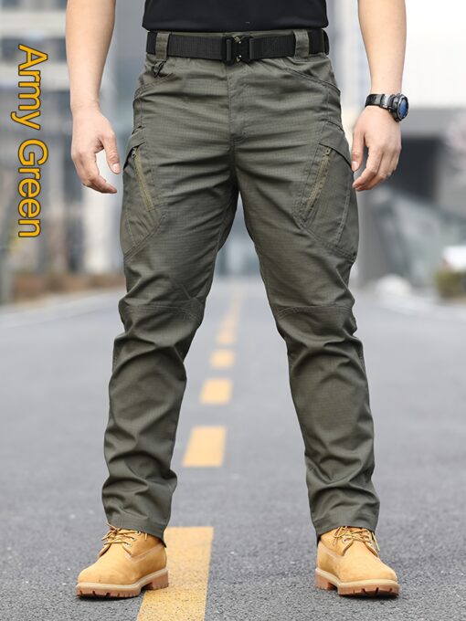 Men's IX9 Tactical Overalls - Durable, & Scratch-Resistant Polyester Cargo Pants with Multiple Pockets for Outdoor Activities & Casual Wear, All-Season Comfort - Image 6