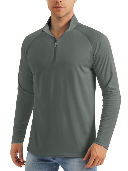Men's UPF 50+ Sun Protection Long Sleeve Shirt - Lightweight Breathable Moisture-Wicking Quick-Dry Polyester with 1/4 Zip Stand Collar for Fishing, Running, Golf, Cycling, Hiking - Summer Outdoor Sports Shirt, Sun Protection Shirt - Image 4