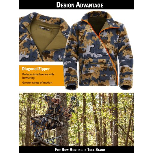 NEW VIEW Quiet Whitetail Deer Bow Hunting Gear Set for Men - Camo Jacket & Pants in Berber Fleece, Lightweight & Durable with Patented Camouflage Pattern, Multi-Functional Zippers & Safety Harness Integration, Ideal for Cold Weather Outdoor Adventures, Hunting Accessories - Image 3