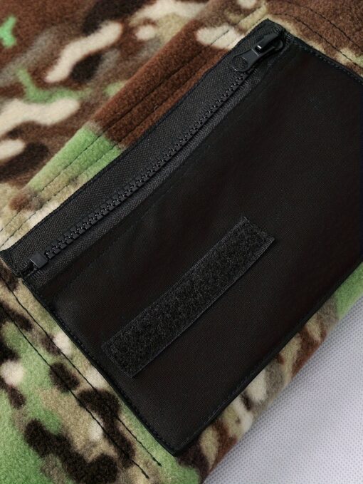 Men's Tactical Outdoor Camo Fleece Jacket - Windproof Thermal Insulation, Mid-Stretch Fleece, Stand Collar & Full-Zip Closure for Hiking, Camping, Spring/Fall Seasons, Camping Apparel, Rugged Design, Camouflage Pattern, Windproof Fabric - Image 9