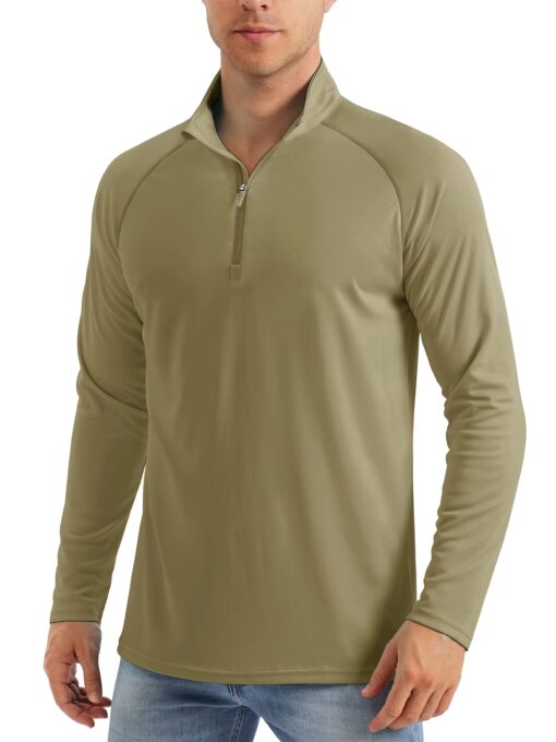 Men's UPF 50+ Sun Protection Long Sleeve Shirt - Lightweight Breathable Moisture-Wicking Quick-Dry Polyester with 1/4 Zip Stand Collar for Fishing, Running, Golf, Cycling, Hiking - Summer Outdoor Sports Shirt, Sun Protection Shirt - Image 2