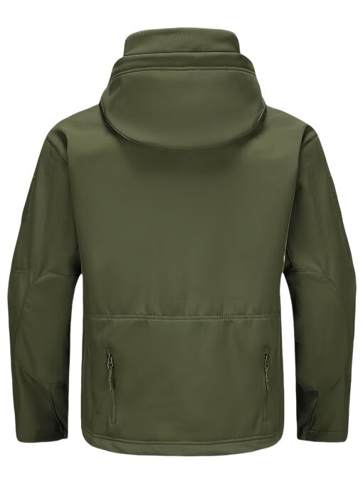 [Long Windproof Tactical Softshell Jacket] Men'S Tactical Softshell Jacket, Polyester Spandex Blend, Hooded, Zippered, Non-Stretch Fabric, Solid Color, Windproof, Long Length, Skinny Fit, with Pockets for Fall/Winter, Outdoor Activities - Image 6