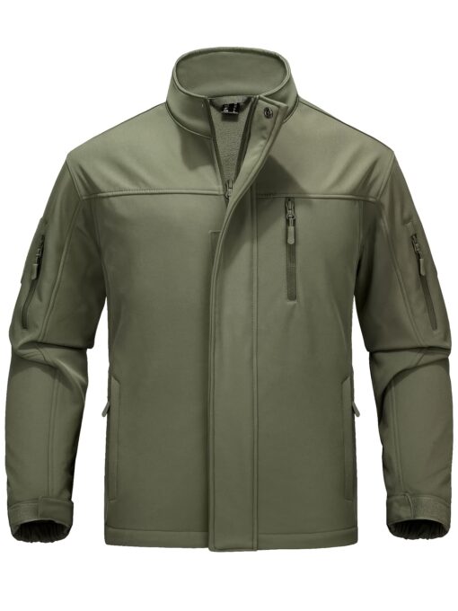Men'S Soft Shell Windproof Jacket 6 Pockets Polyester Fleece Lining Hiking Winter Jacket Windbreaker Outwear Binded Cuff Perfect For Hunting, Fishing, Hiking, Camping, Climbing - Image 4