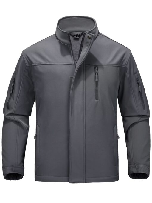 Men'S Soft Shell Windproof Jacket 6 Pockets Polyester Fleece Lining Hiking Winter Jacket Windbreaker Outwear Binded Cuff Perfect For Hunting, Fishing, Hiking, Camping, Climbing - Image 2