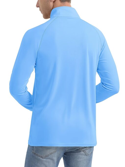 Men's UPF 50+ Sun Protection Long Sleeve Shirt - Lightweight Breathable Moisture-Wicking Quick-Dry Polyester with 1/4 Zip Stand Collar for Fishing, Running, Golf, Cycling, Hiking - Summer Outdoor Sports Shirt, Sun Protection Shirt - Image 8