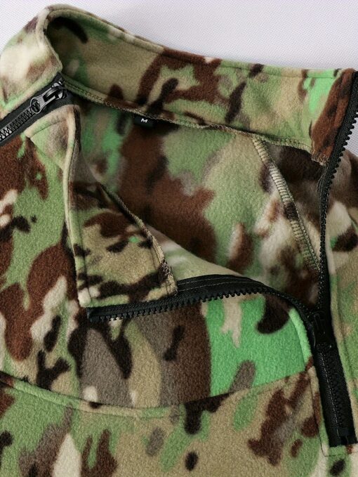 Men's Tactical Outdoor Camo Fleece Jacket - Windproof Thermal Insulation, Mid-Stretch Fleece, Stand Collar & Full-Zip Closure for Hiking, Camping, Spring/Fall Seasons, Camping Apparel, Rugged Design, Camouflage Pattern, Windproof Fabric - Image 5