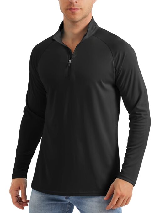 Men's UPF 50+ Sun Protection Long Sleeve Shirt - Lightweight Breathable Moisture-Wicking Quick-Dry Polyester with 1/4 Zip Stand Collar for Fishing, Running, Golf, Cycling, Hiking - Summer Outdoor Sports Shirt, Sun Protection Shirt - Image 5