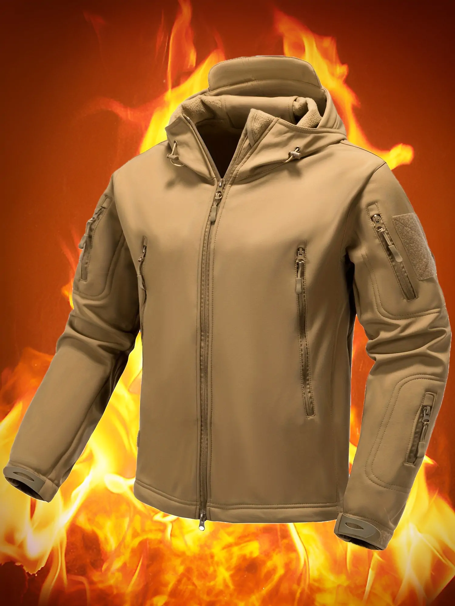 [Soft Shell Fleece Hunting Jacket] Men's camo Jackets Hunting Winter Windproof Warm Hoodie Coat Jacket Soft shell jacket Fleece