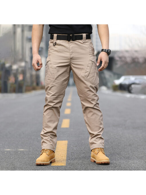 Men's IX9 Tactical Overalls - Durable, & Scratch-Resistant Polyester Cargo Pants with Multiple Pockets for Outdoor Activities & Casual Wear, All-Season Comfort - Image 3