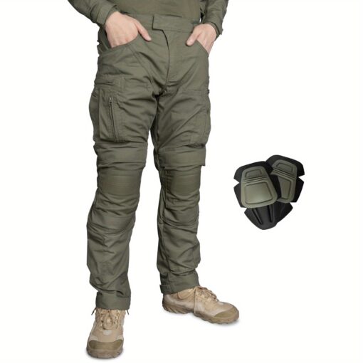 Men's Tactical Combat Pants with Hidden Knee Pads - Camo Ripstop Outdoor Trousers, Multi-Pocket Design, Elastic Waist & 50% Blend for Hunting, Fishing, Airsoft (S-XXL), Airsoft Gear, Rugged Design, Flexible Comfort - Image 2