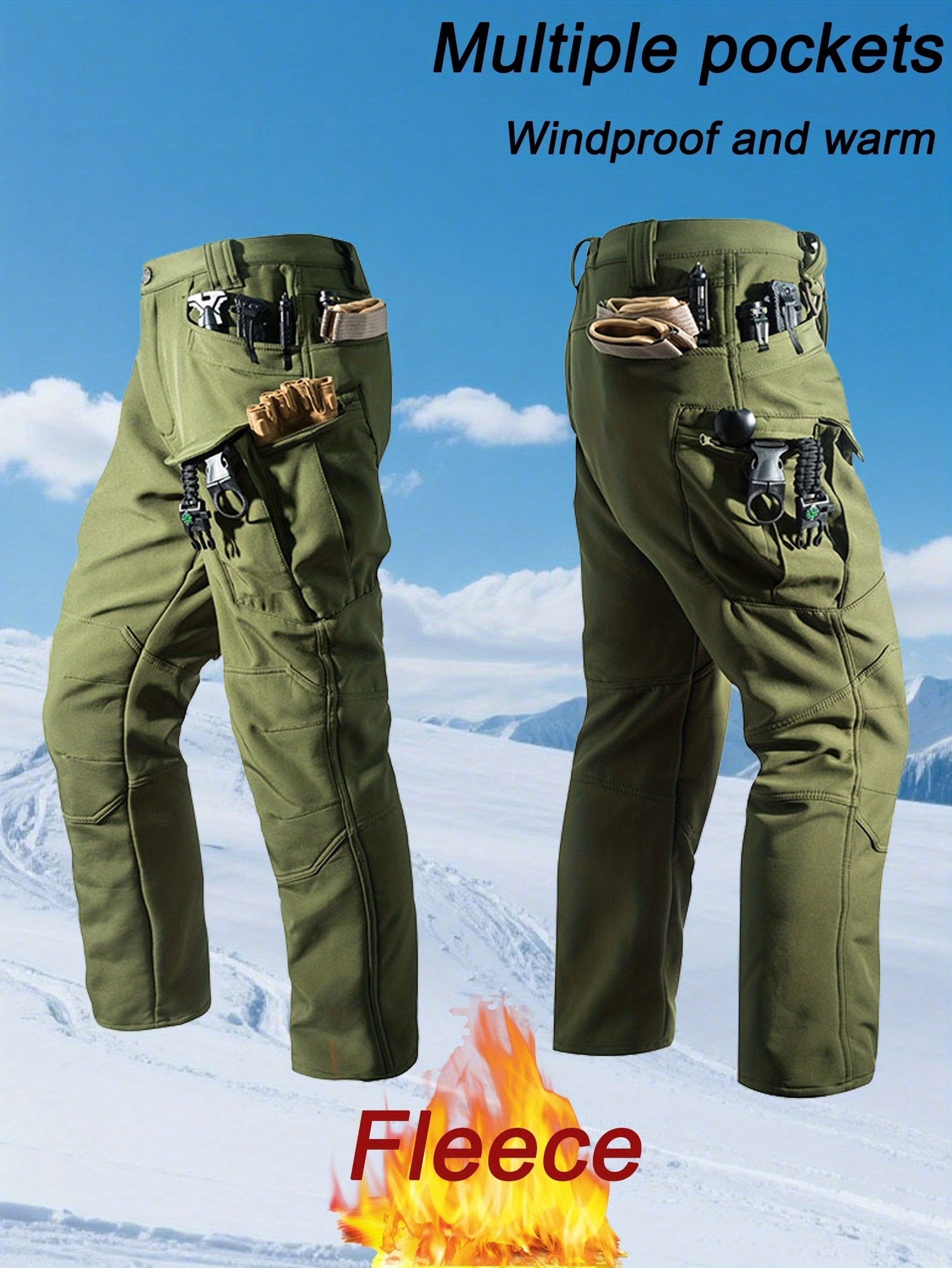 Men'S Outdoor Fleece-Lined Long Pants Designed for Warmth And Cold, Featuring Multiple Pockets, Durable And Tear-Resistant Fabric, Suitable for Autumn And Winter Outings, Camping, Leisure, Sports, Climbing, And Hiking. - Image 4
