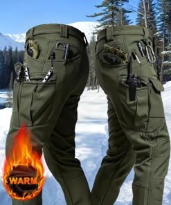 Alternative view of 1pc Men's Heavy-Duty Winter Pants with Thermal, Multi-Pocket Windproof Snowproof Cargo Pants Suitable for Outdoor Hiking, Hunting, Fishing, Winter Activities - Belt Not Included